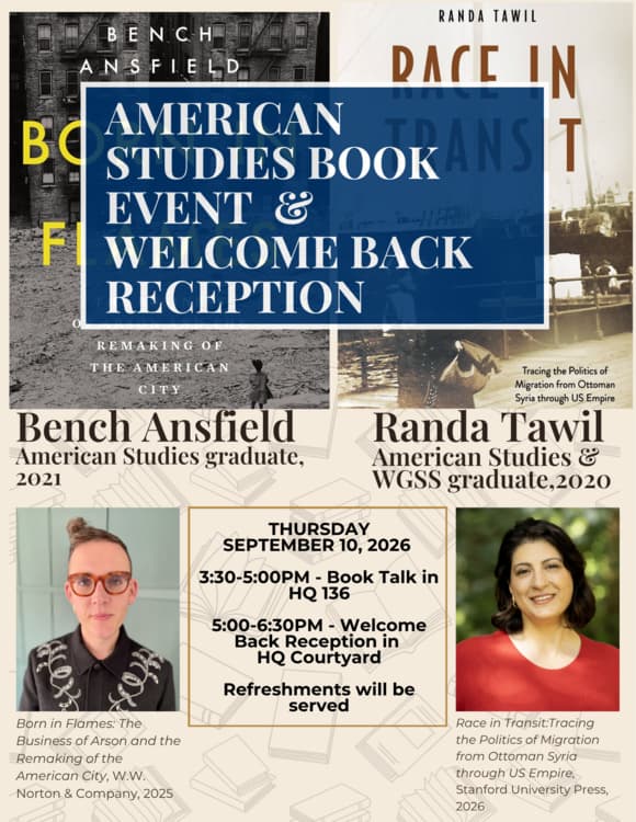 American Studies Book Talk & Welcome Back Reception