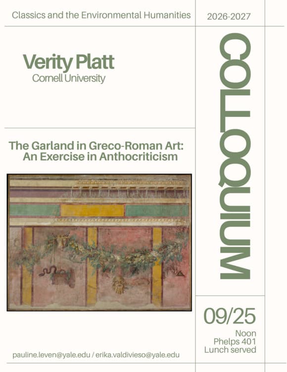 Classics Colloquium 1: Verity Platt, Cornell University
