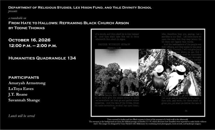 a roundtable on From Hate to Hallows: Reframing Black Church Arson by Todne Thomas
