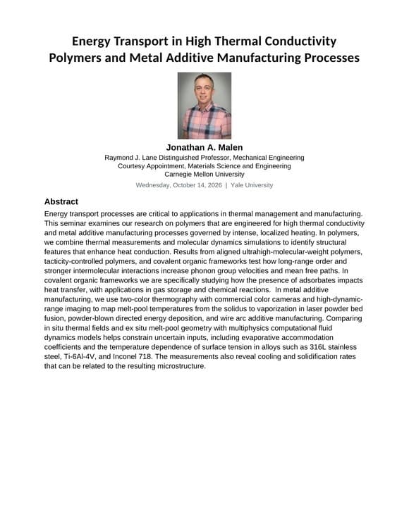Energy Sciences Institute Seminar Series: Jonathan Malen